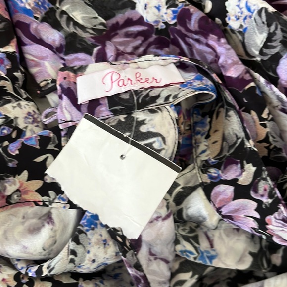 🍓 NWT Parker Silk S cold shoulder floral dress - Picture 10 of 13